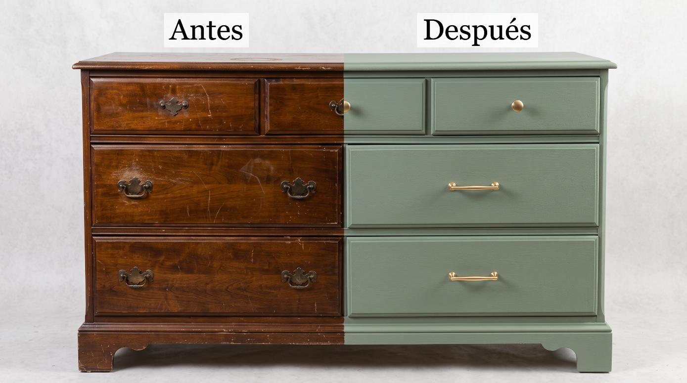 Pintar mueble de madera sin lijar antes y después